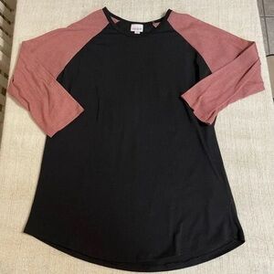 LuLaRoe Randy Black and Pink Long Sleeve Top size XL